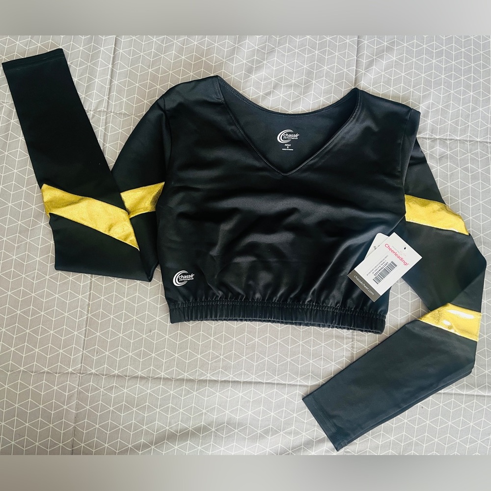 Chasse Cheerleading Body Liner Performance Sz Small Adult Black & Metallic Gold